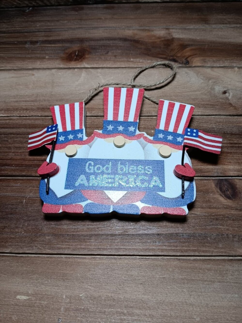 Christmas Ornament Patriotic Uncle Sam American Flags God Bless America Decor